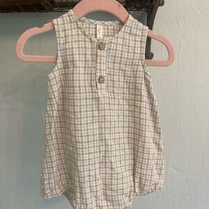 Rylee + Cru Plaid Bodysuit in Cream and Gray